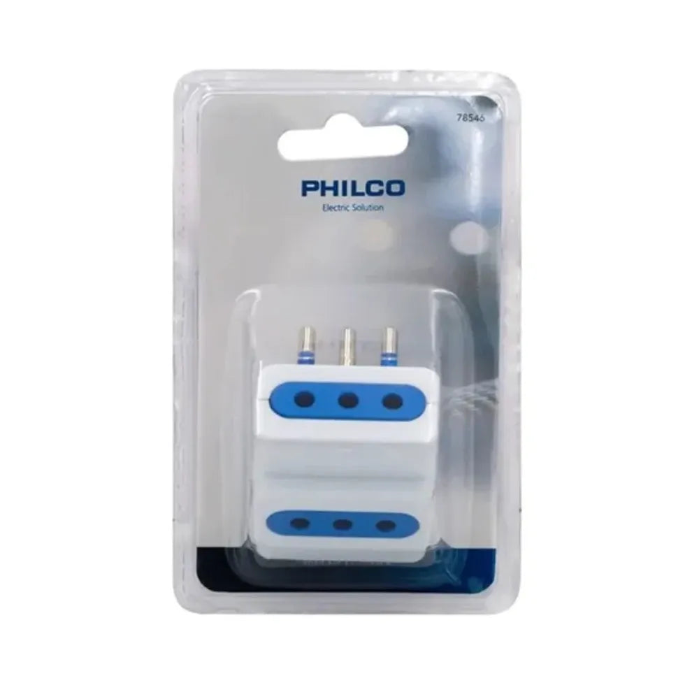 Adaptador de Enchufe Triple Philco 10A 250V 1500W Certificado SEC 19PLC78546 Color Blanco