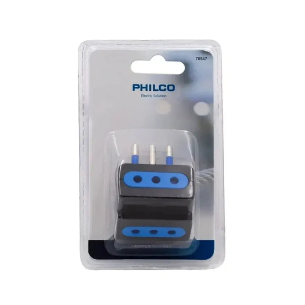 Adaptador de Enchufe Triple Philco 10A 250V 1500W Certificado SEC 78547 Color Negro