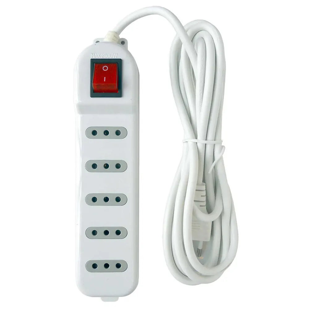 Alargador Zapatilla con Switch Macrotel de 5 Metros y 5P ME-071W5 Color Blanco