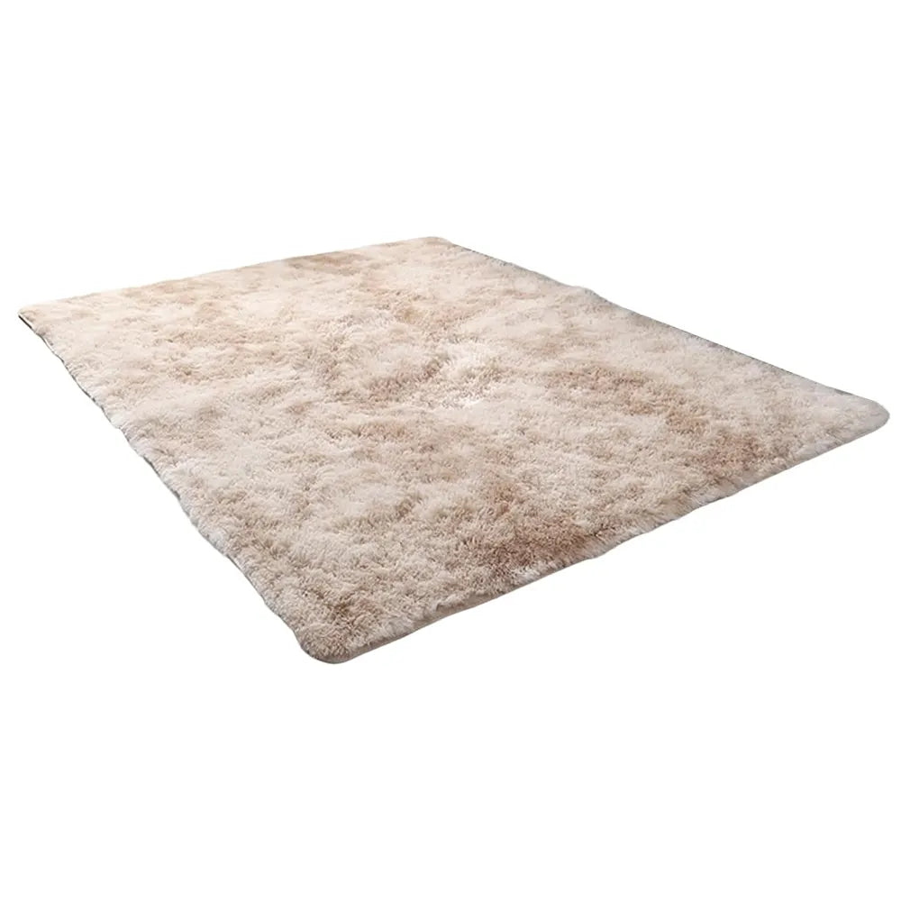 Alfombra Peluda Bajada de Cama 200 X 80 cm Color Beige Jaspeado