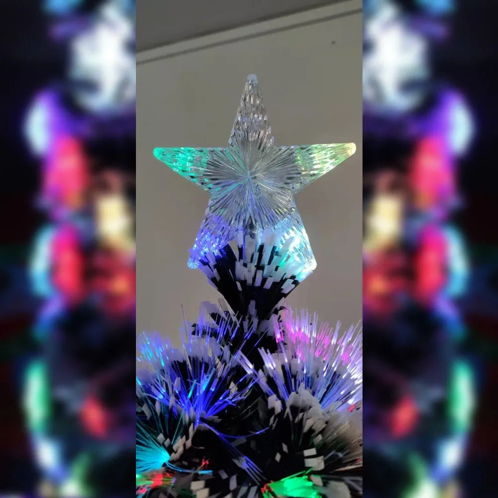 Arbol de Navidad Decorativo de Fibra Optica LED de 1.50 Metros Nieve