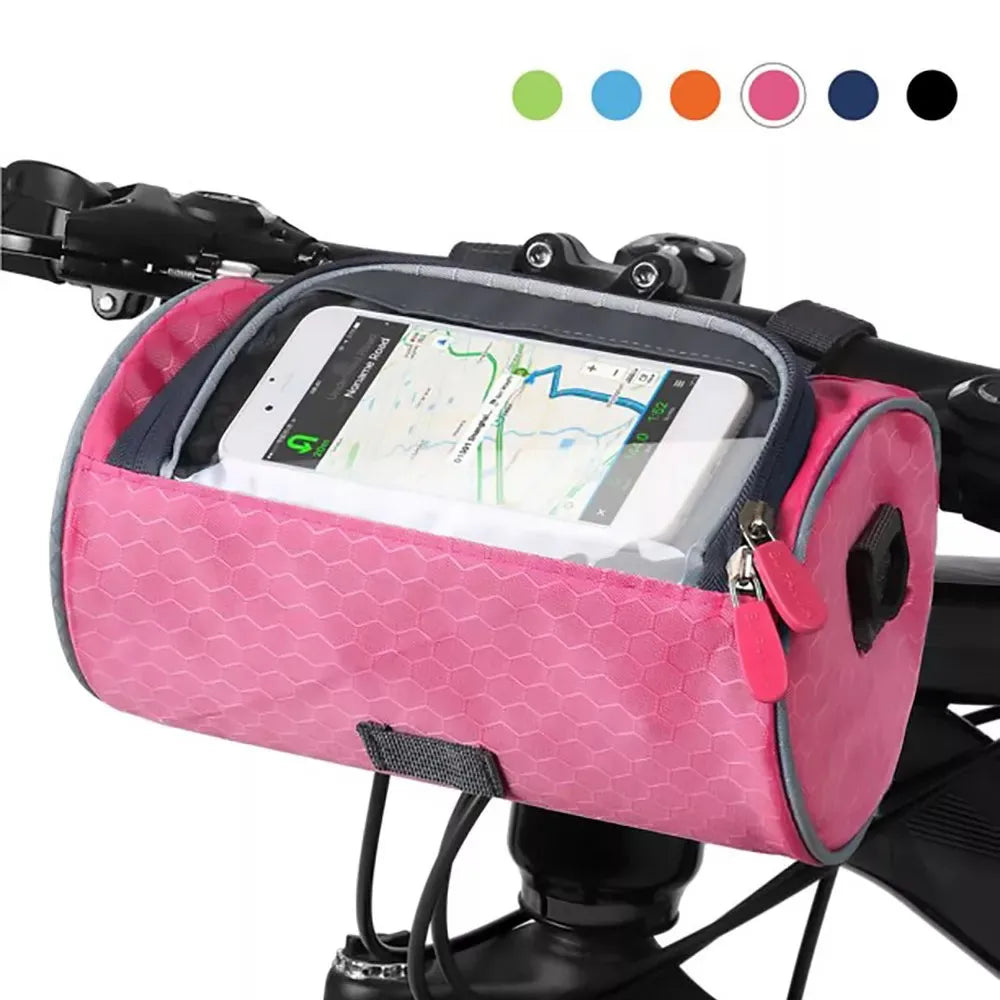 Bolso Delantero Impermeable para Bicicleta con Porta Teléfono Color Rosa