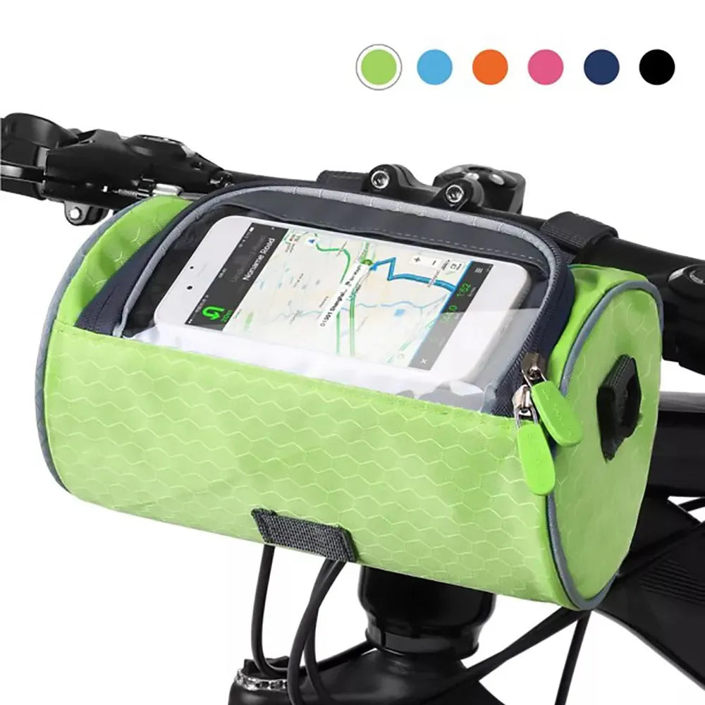 Bolso Delantero Impermeable para Bicicleta con Porta Teléfono Color Verde