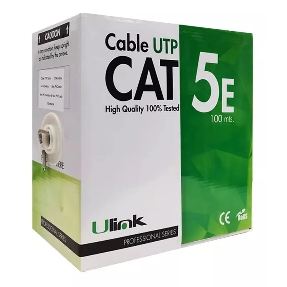 Cable de Red UTP Cat-5e de 100 Metros Ulink 24 AWG 4x2x0.48mm CCA PVC Indoor