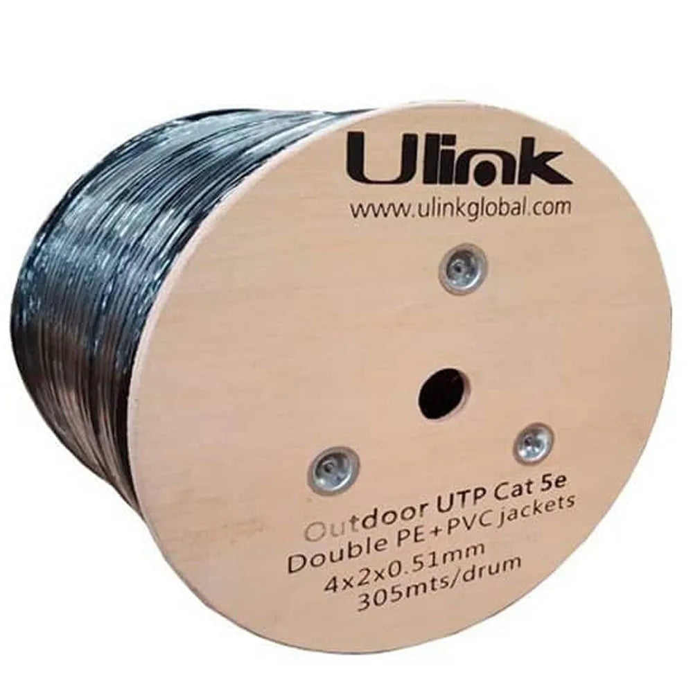 Cable de Red UTP Cat-5e de 305 Metros Ulink 4x2x0.51mm CCA PVC+PE Outdoor 100% Cobre