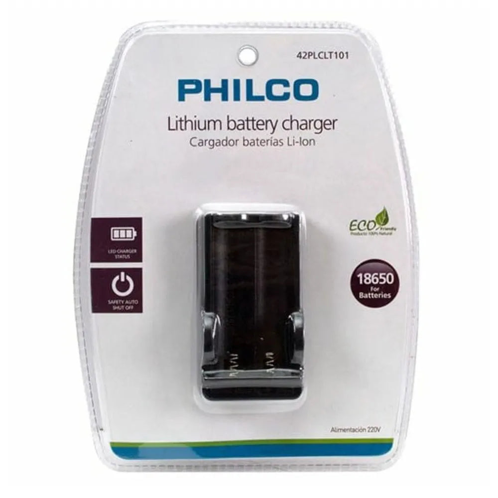 Cargador de Pilas Li-Ion Philco para 2 Pilas 18650 42PLCLT101