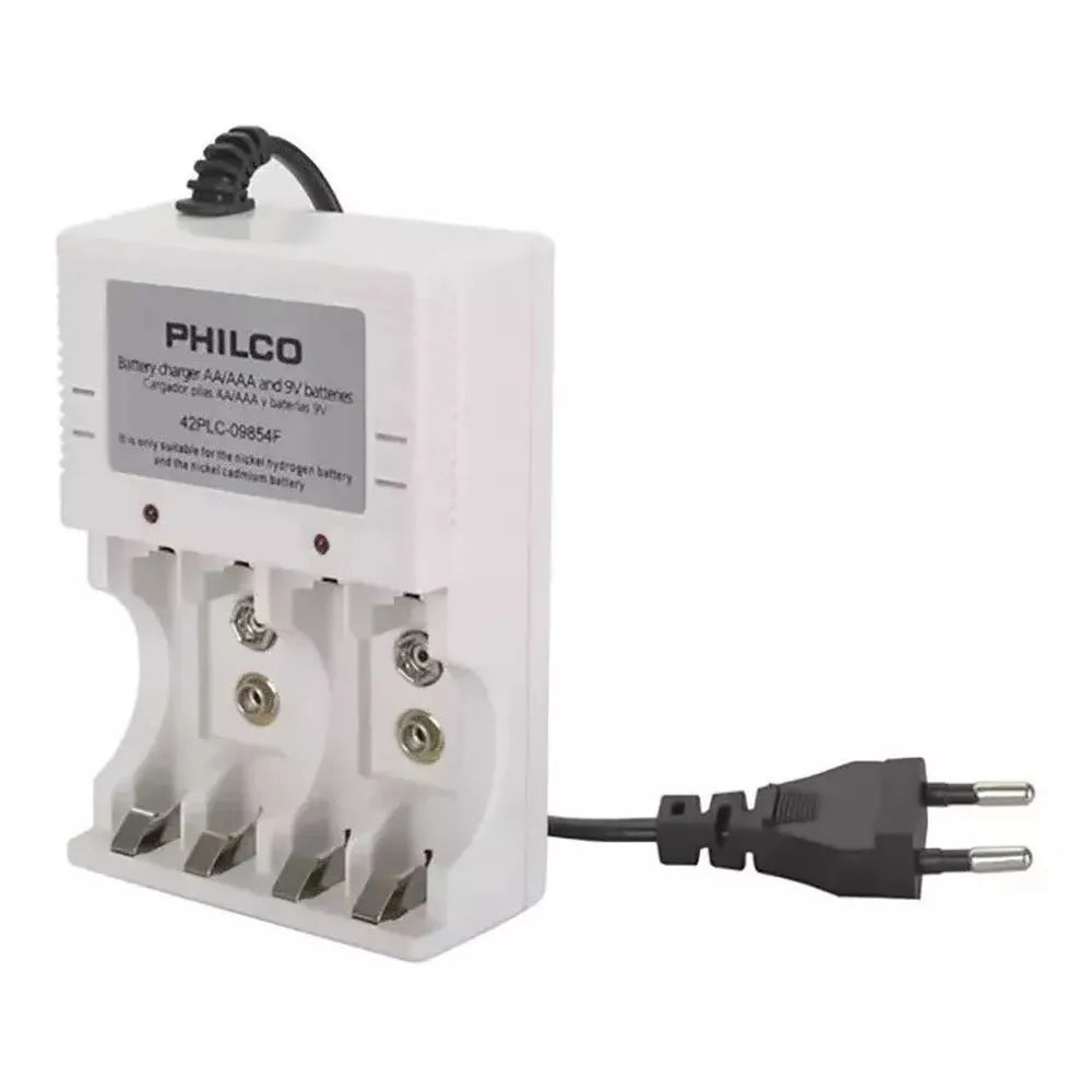 Cargador de Pilas Philco + 4 Pilas NI-MH Recargables AA 2700mAh 42PLC9854F