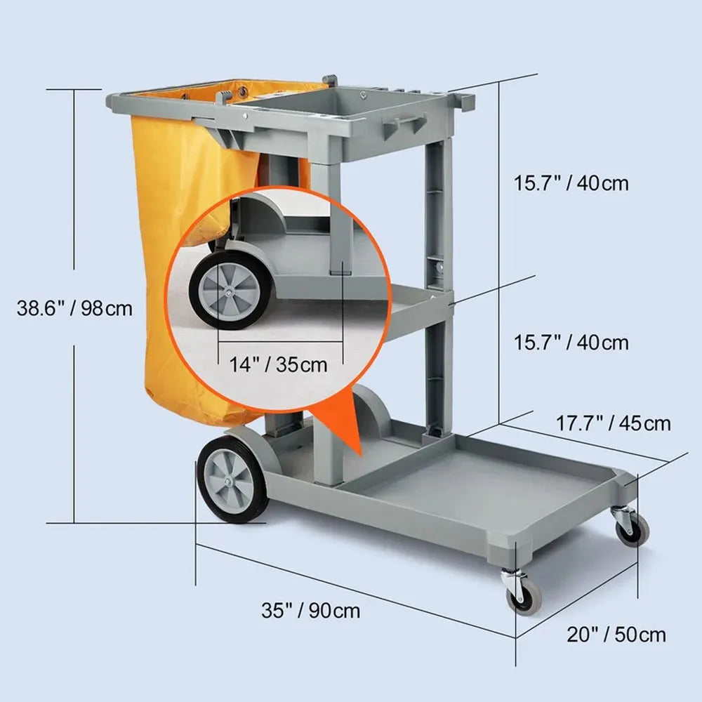 Carro Porta Utensilios de Limpieza 90kg + Bolsa