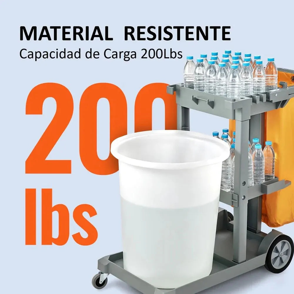 Carro Porta Utensilios de Limpieza 90kg + Bolsa