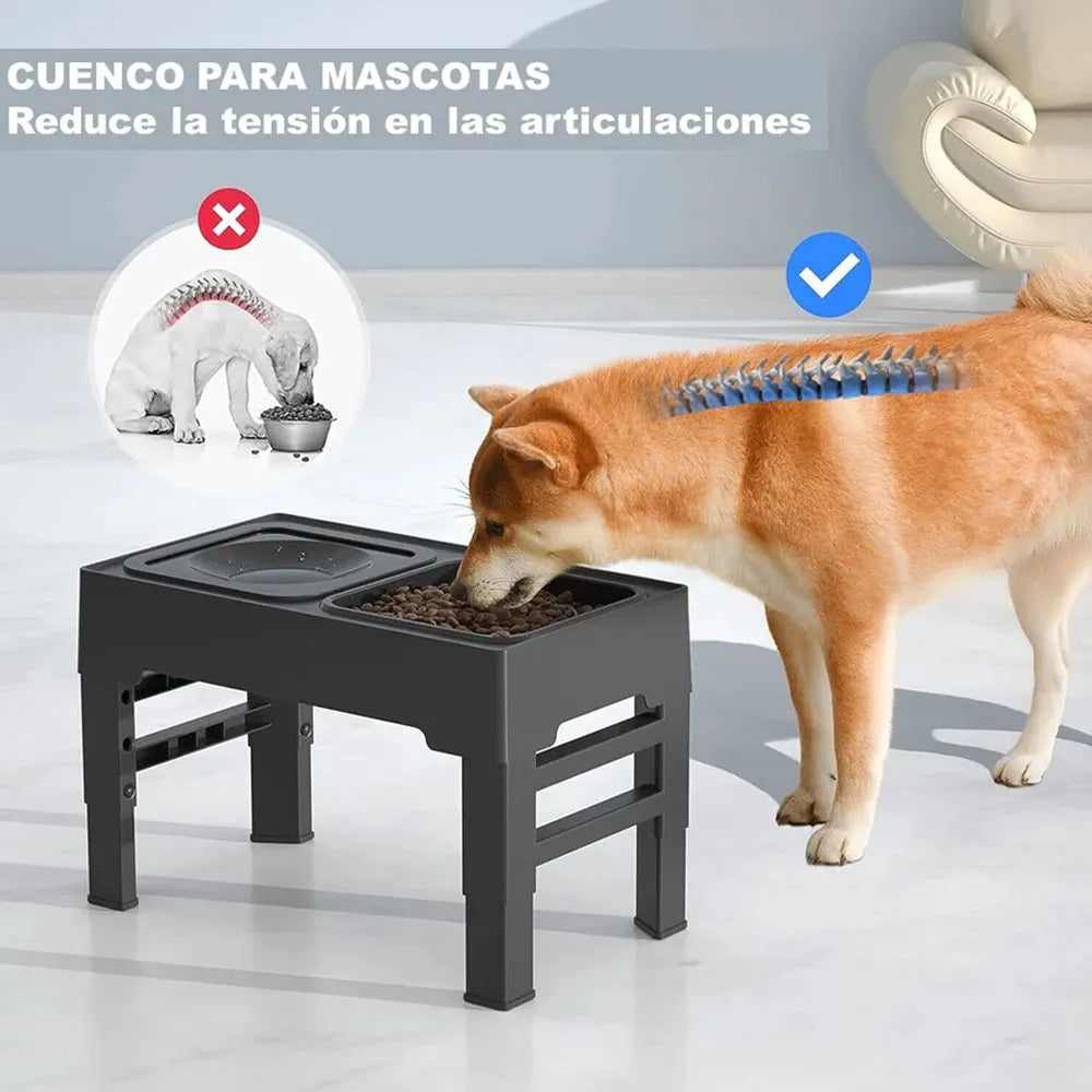 Comedero y Bebedero Elevado Ajustable para Perros y Gatos