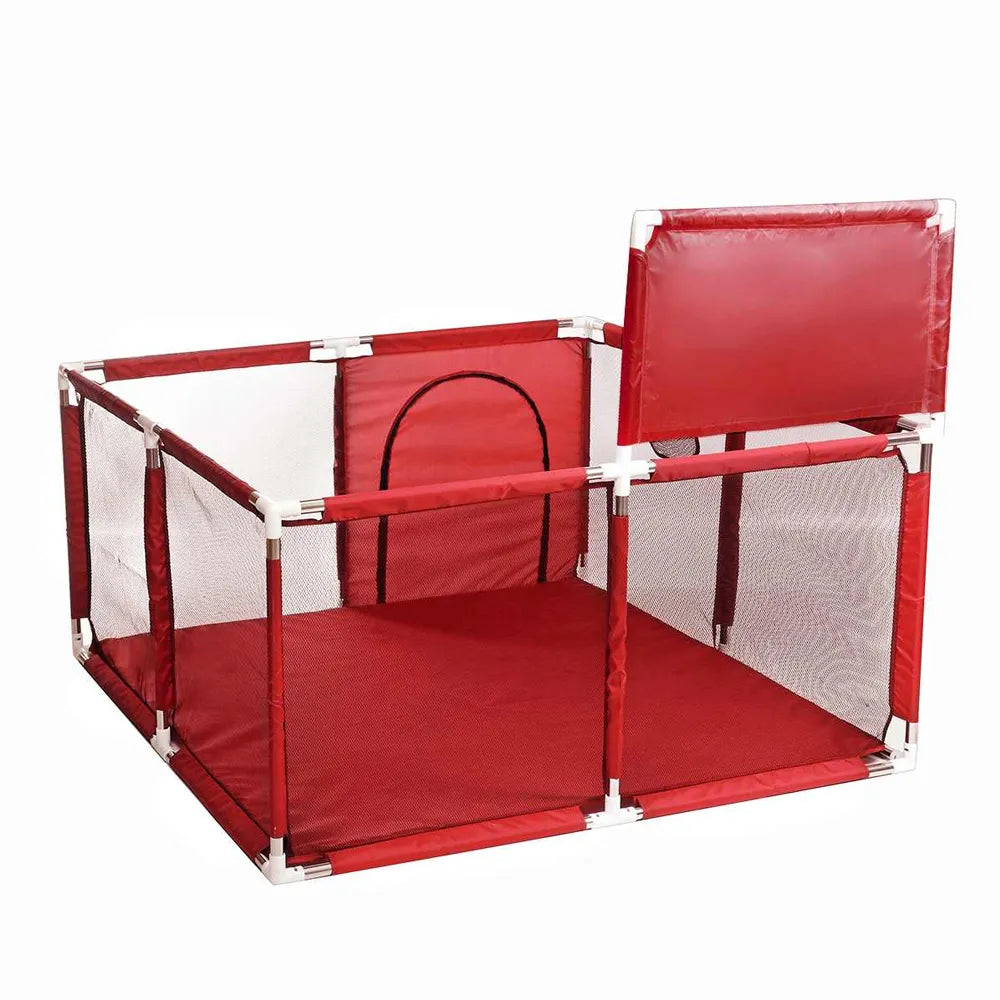 Corral de Seguridad para Bebés con Aro de Basket 128 Cm Color Rojo