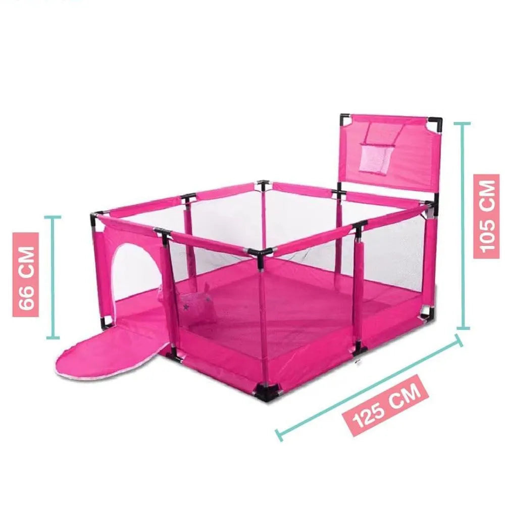 Corral de Seguridad para Bebés con Aro de Basket 128 Cm Color Rosa