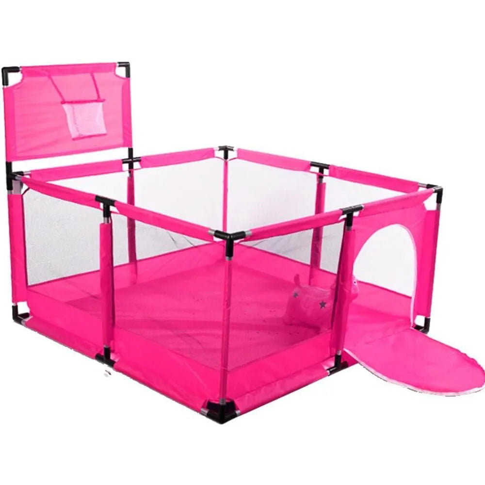 Corral de Seguridad para Bebés con Aro de Basket 128 Cm Color Rosa