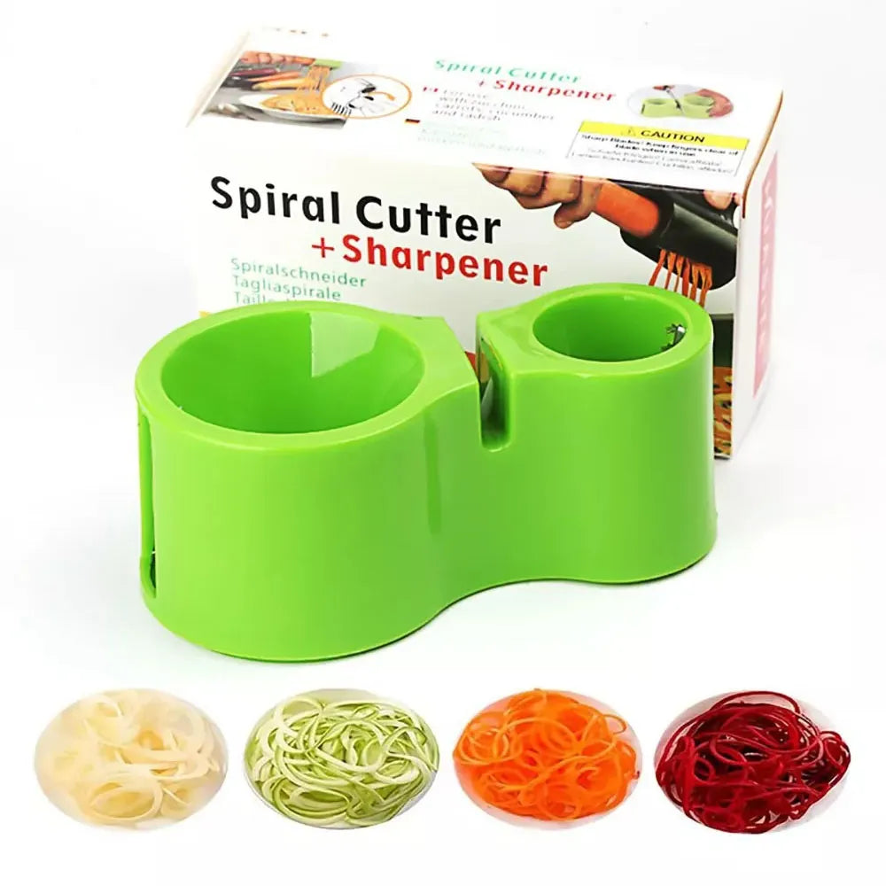 Cortador Rallador Espiral de Verduras y Afilador De Cuchillos Color Verde