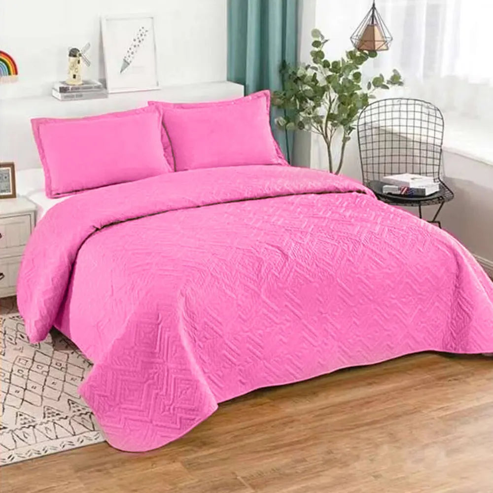 Cubrecama Quilt de 2 Plazas Lisos Color Rosa