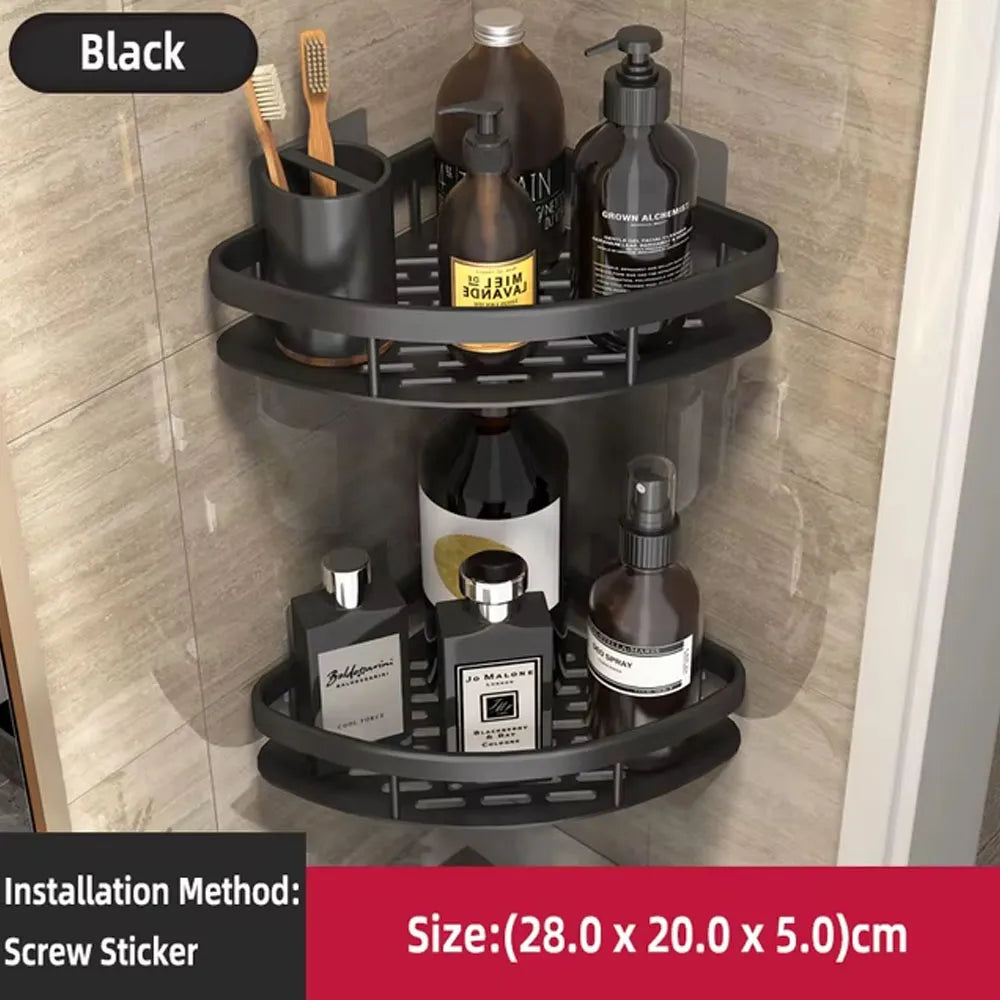 Estante Organizador Esquinero para Baños de 2 Piezas Color Negro