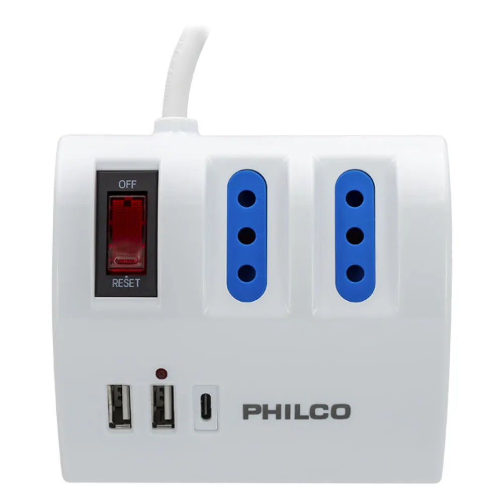 Extensión Alargador de Escritorio 3P 2USB 1USB-C 19PLC2044B Color Blanco