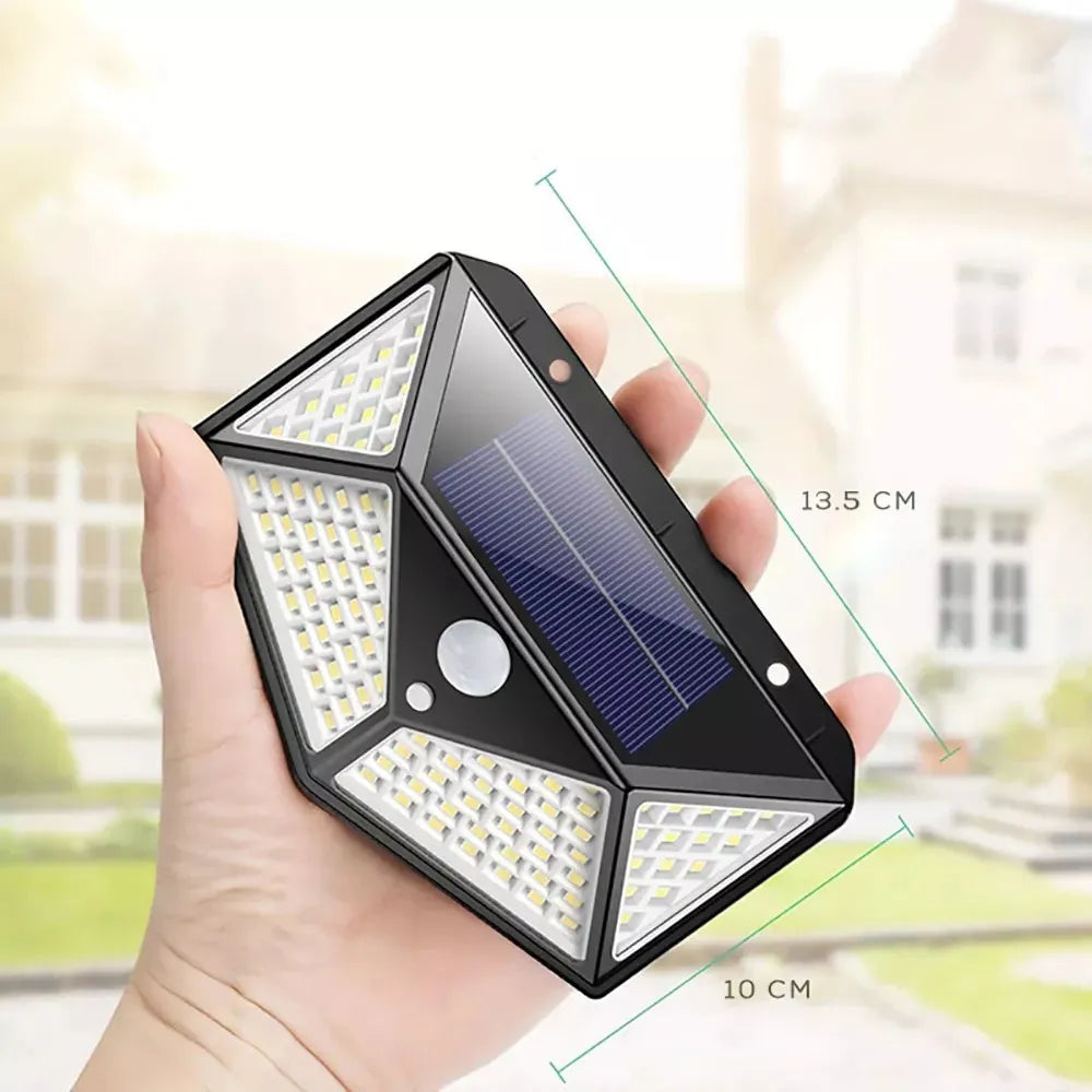 Foco Solar 100 Led Sensor Movimiento De Exterior Pared