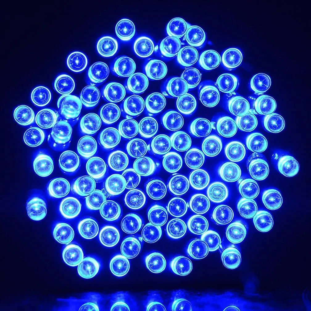 Guirnalda de Navidad 100 LED Solar de 10 Metros Luz Azul