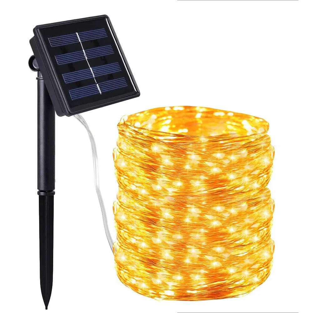 Guirnalda de Navidad LED Solar Tipo Hada de 20 Metros Luz Calida