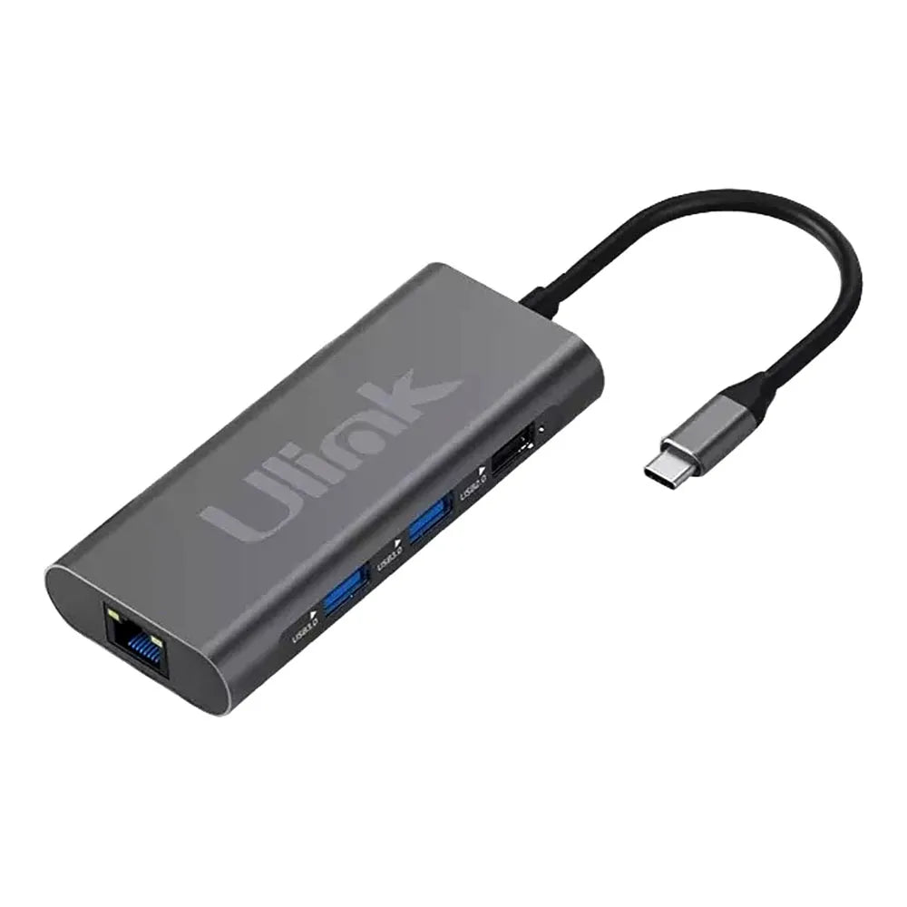 Hub USB Ulink USB-C a USB-C/USB-A 2.0/USB-A 3.0/TF/SD/RJ-45/HDMI UL-ADC801