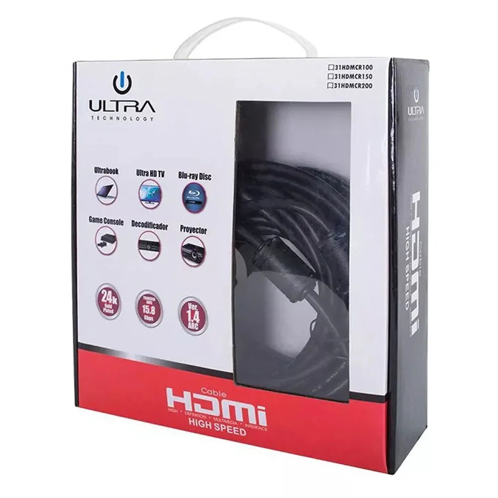 Cable HDMI a HDMI V1.4 de 15 Metros Ultra Technology 3D FHD 4K 24Hz