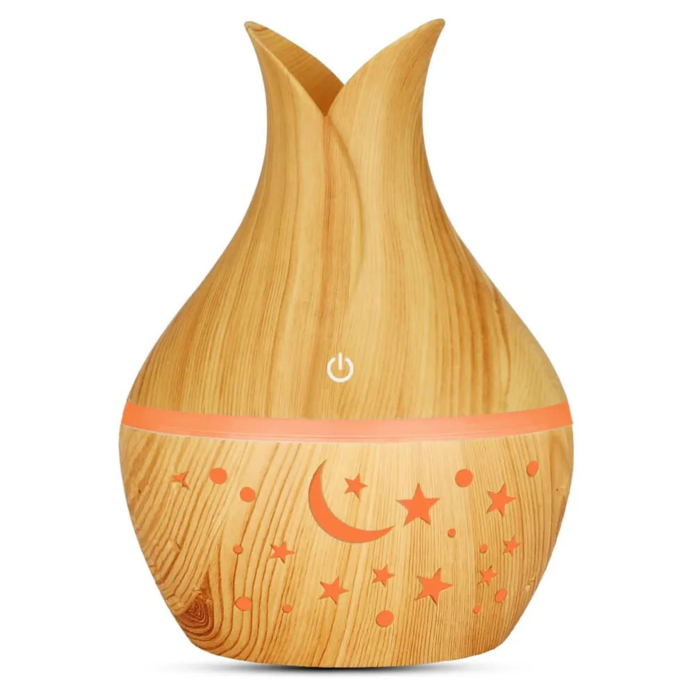 Humidificador 7 LED Mini USB KP-1560X Madera Clara Estrellas