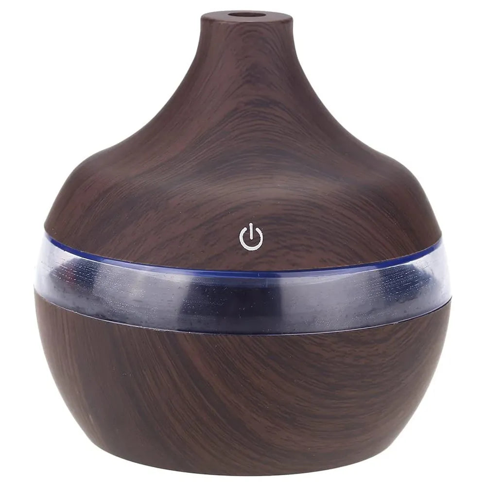 Humidificador Purificador Difusor de Aroma Ultrasonico Madera Oscuro