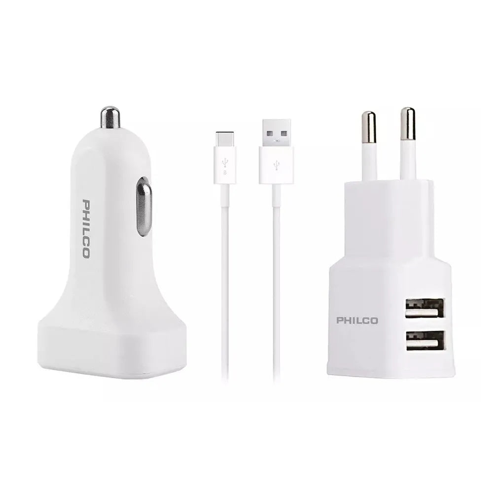 Kit Cargador 2.0 USB-C 3 en 1 Philco R2118