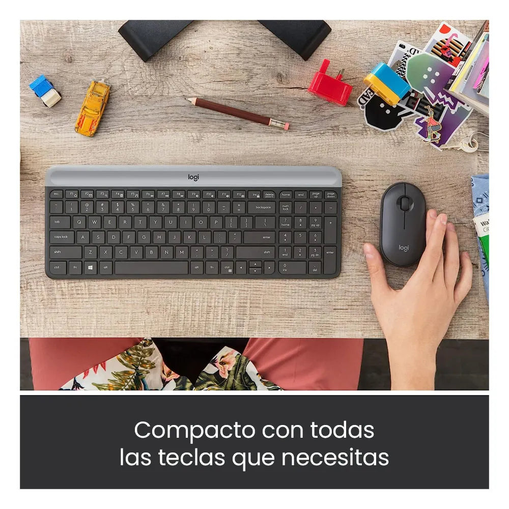 Kit Teclado y Mouse Inalámbrico Logitech Slim Combo MK470