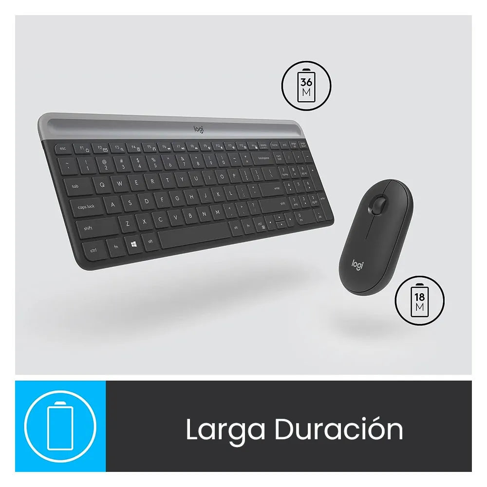 Kit Teclado y Mouse Inalámbrico Logitech Slim Combo MK470