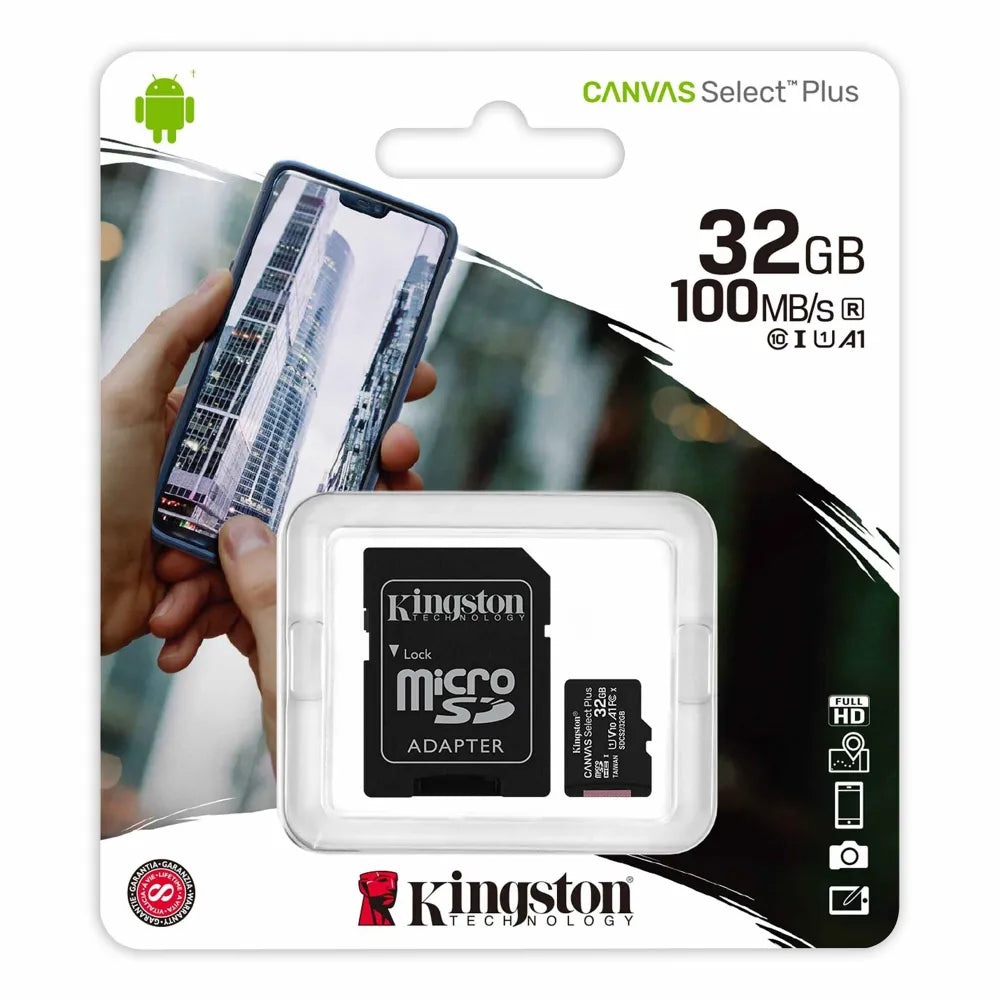 Micro SD Kingston Canvas Select Plus HC C10 100Mb/s 32GB UHS-I U1 A1 + Adaptador