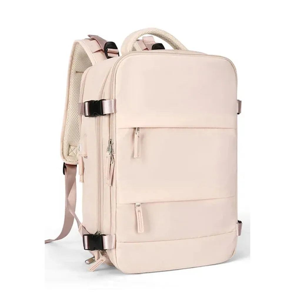 Mochila de Viaje Moderna con Vial para Zapatos Color Beige