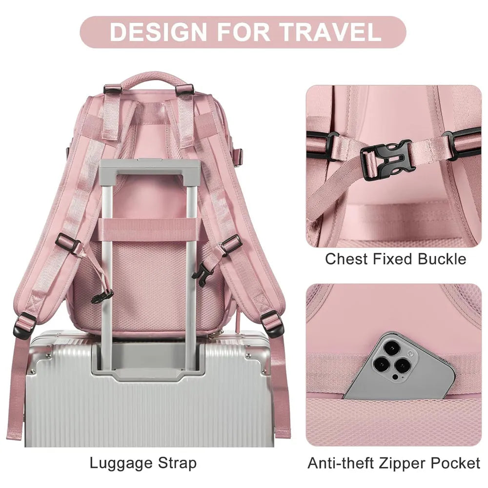 Mochila de Viaje Moderna con Vial para Zapatos Color Rosa