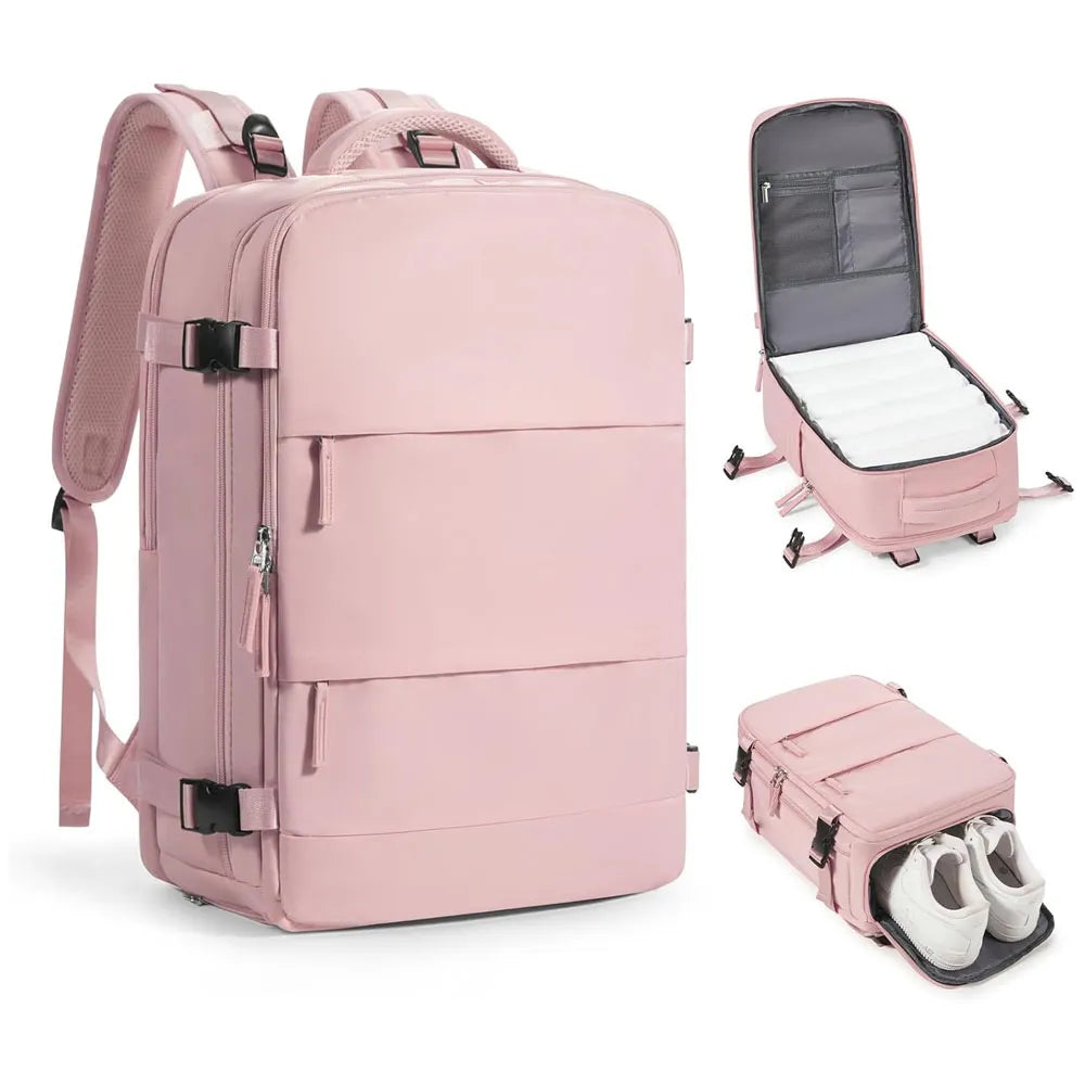 Mochila de Viaje Moderna con Vial para Zapatos Color Rosa