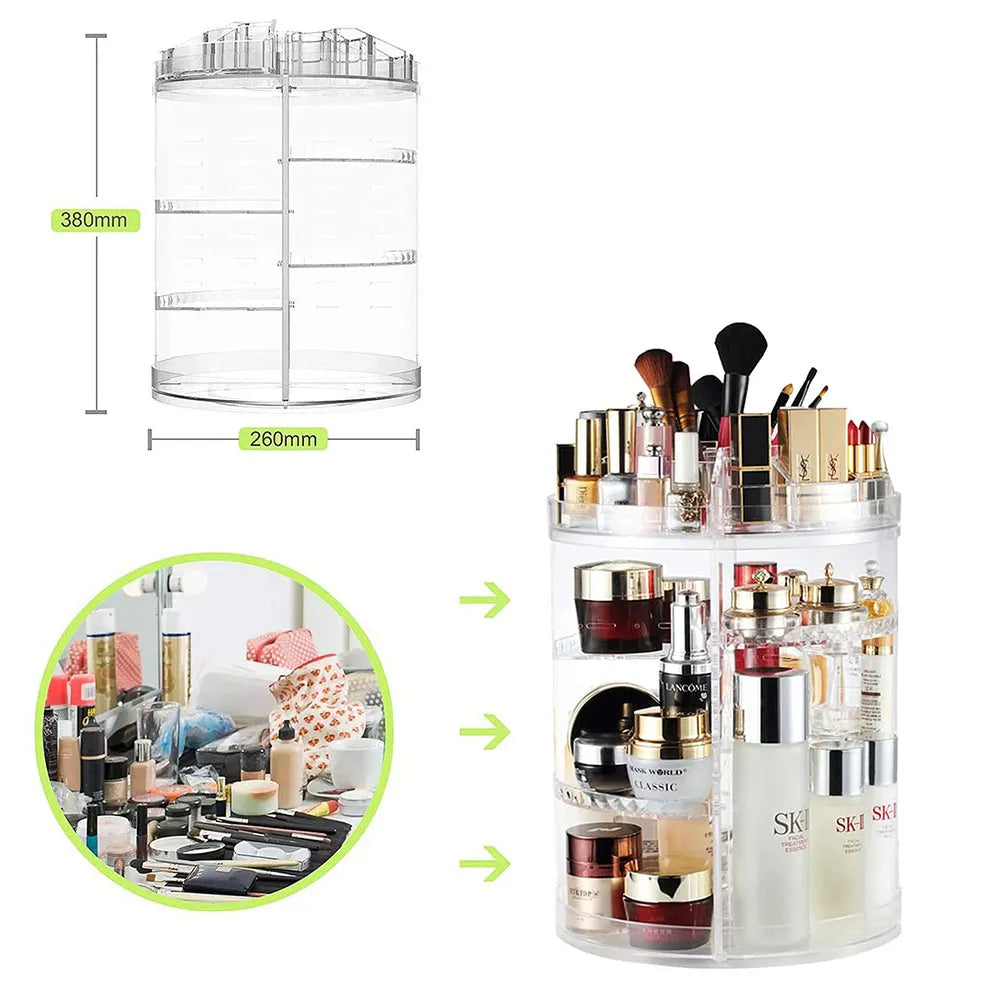 Organizador De Maquillaje Rotativo 360° Transparente