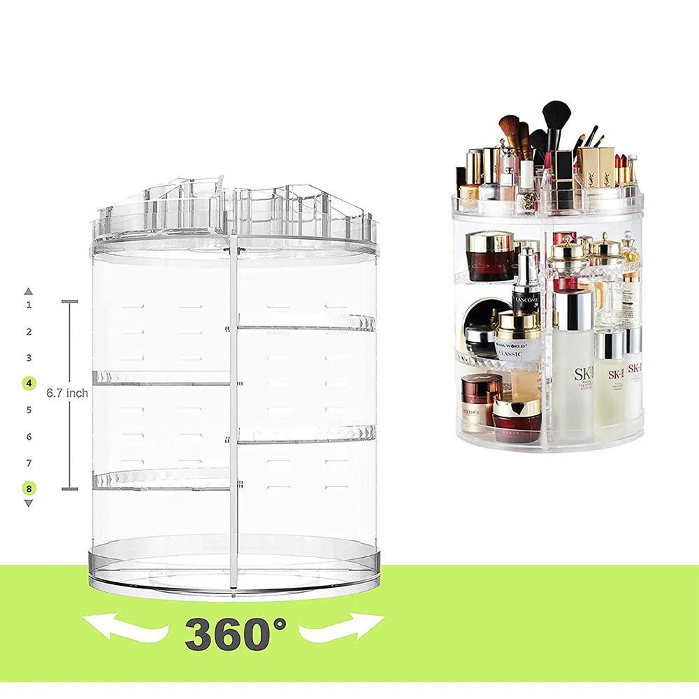 Organizador De Maquillaje Rotativo 360° Transparente