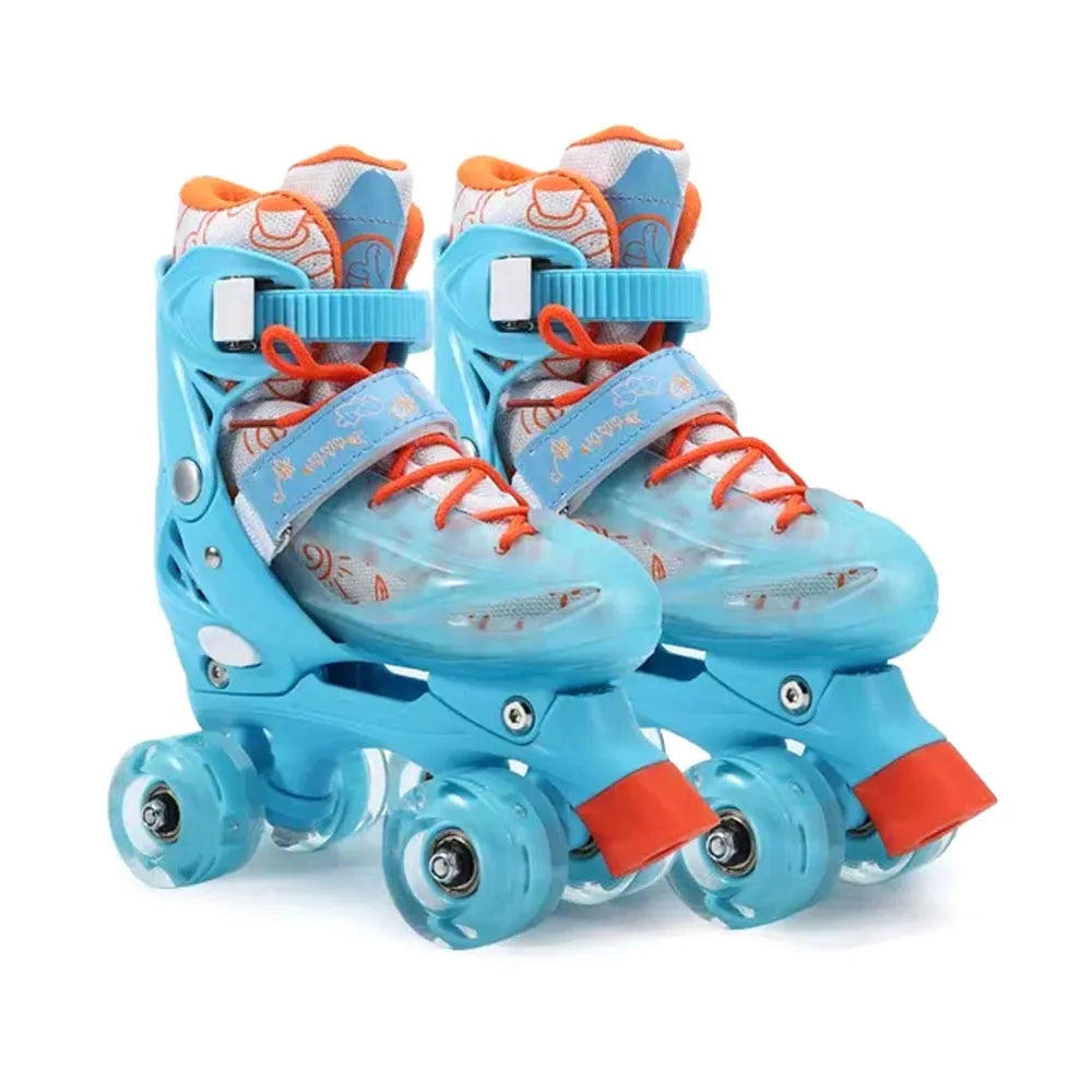 Patines 4 Rueda Ajustable Niño/a Celeste-Naranja