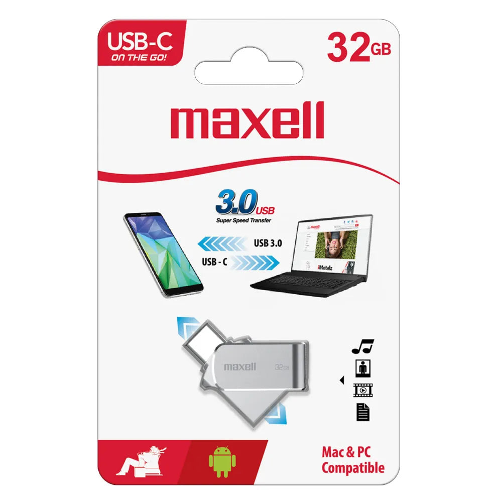 Pendrive Maxell USB-C y USB-A3.0 32 GB
