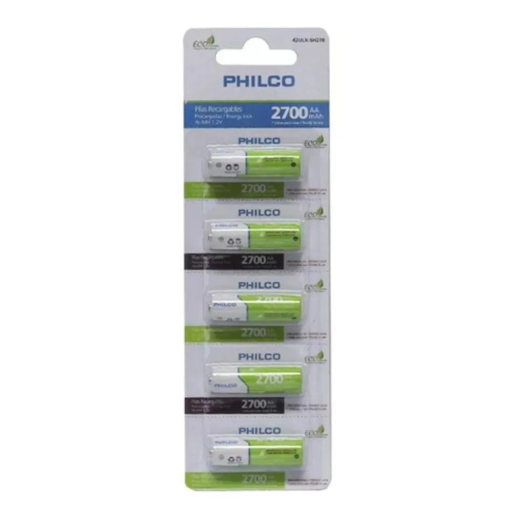 Pilas NI-MH Recargables 1.2V Philco AA 2700mAh 42ULX-5H270 de 5 Unidades