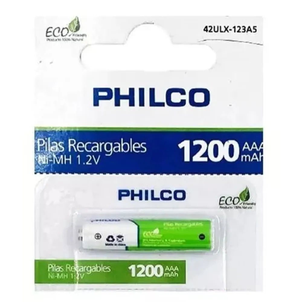 Pilas NI-MH Recargables 1.2V Philco AAA 1200mAh 42ULX-123A5 de 5 Unidades