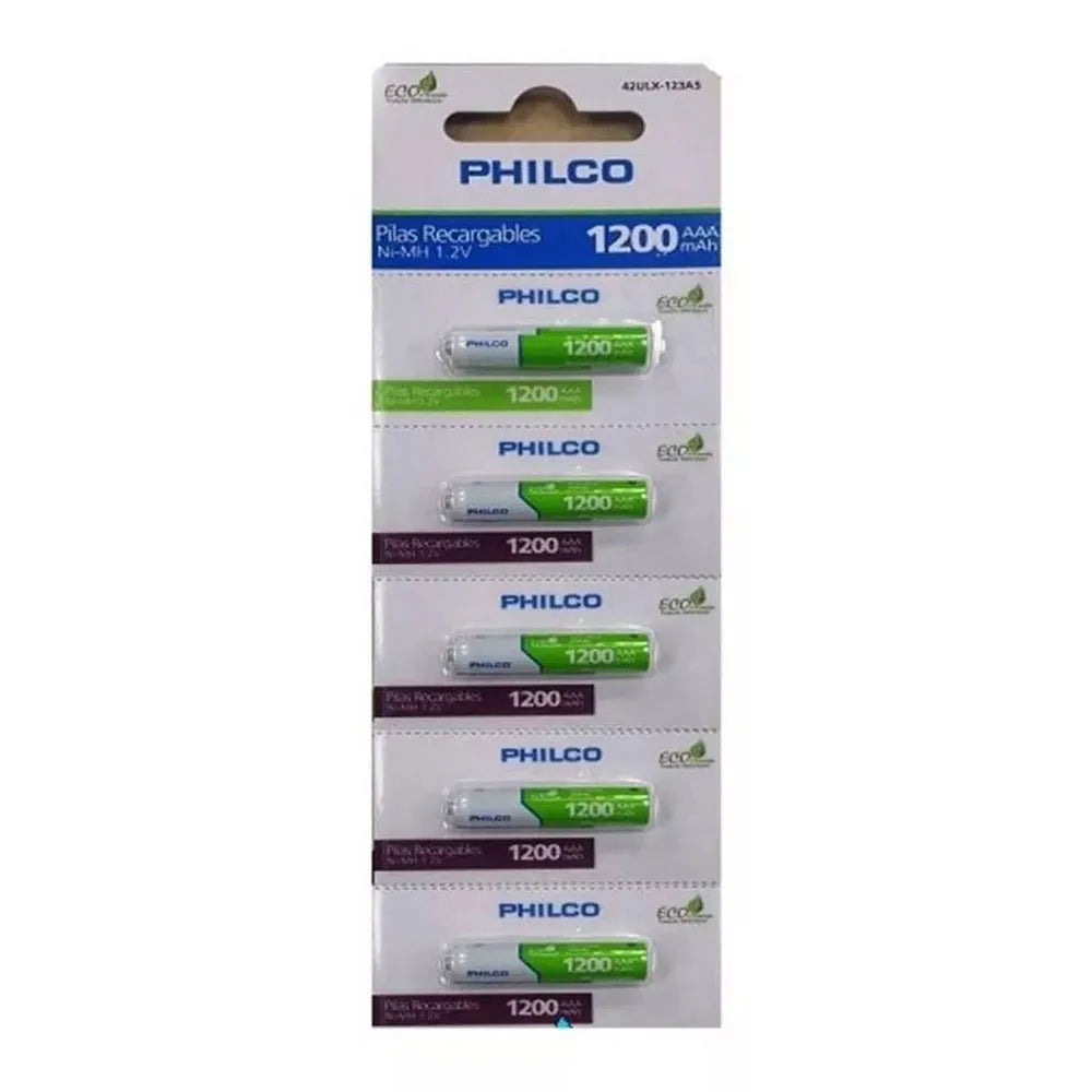 Pilas NI-MH Recargables 1.2V Philco AAA 1200mAh 42ULX-123A5 de 5 Unidades