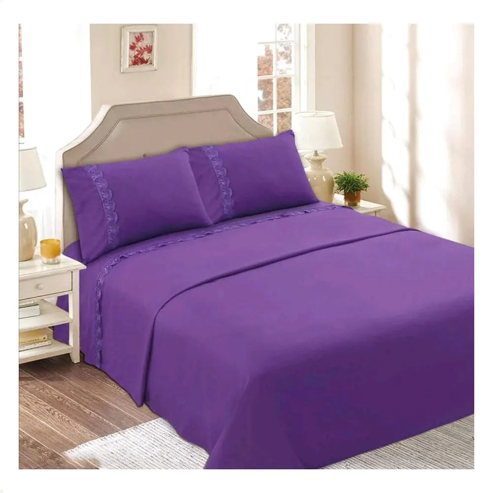 Sabana 144 Hilos 50% Poliester 50% Algodón 2 Plaza Color Violeta