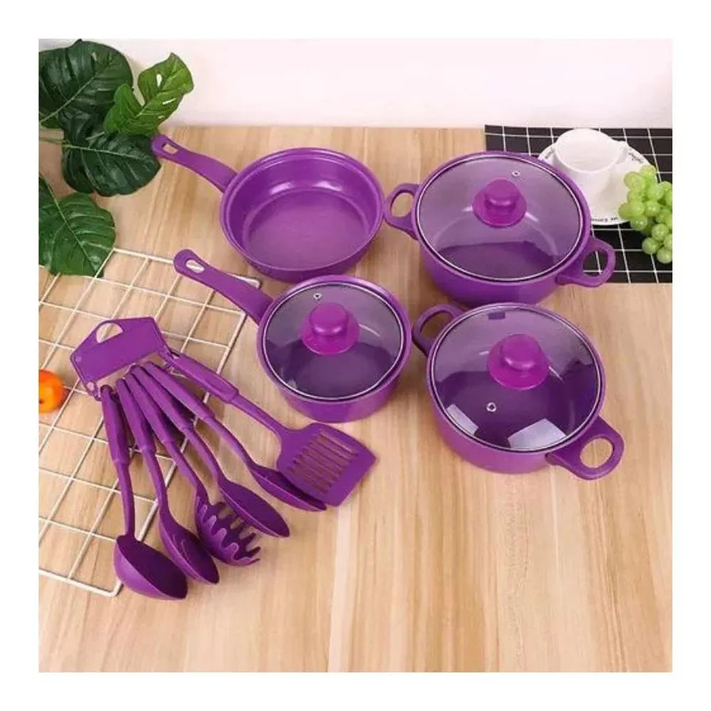 Set Olla Batería de Cocina 14 Piezas Color Violeta